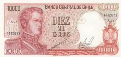 Chili 10000 Escudos - O\'Higgins - Bataille de Rancagua - 1967 - S�rie A23