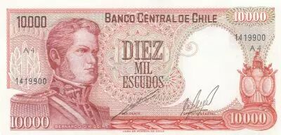Chili 10000 Escudos - O\'Higgins - Bataille de Rancagua - 1967 - S�rie A4