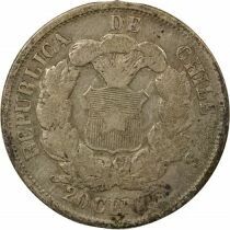 Chili 20 Centavos Argent - 1866 So Santiago