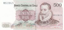 Chili 500 Pesos -  Pedro de Valdivia - Foundation de Santiago - 2000 - Neuf - P.53
