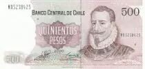 Chili 500 Pesos -  Pedro de Valdivia - Foundation de Santiago - 2000 - Neuf - P.53