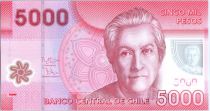 Chili 5000 Pesos Gabriela Mistral - Prix Nobel 1945 - 2013