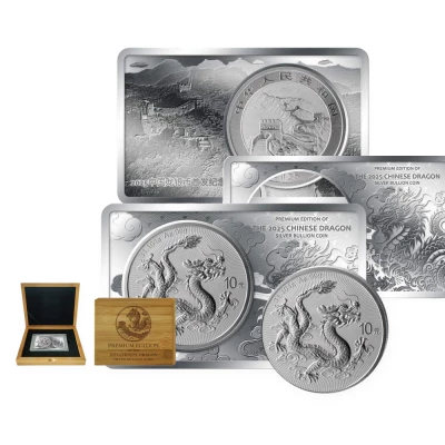 China Premium Edition of the Chinese Dragon 2 oz + 1 oz 2026 BU/BE
