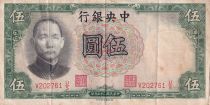 Chine 5 Yuan, Port. SYS - Arbres et Temple - Chine - 1936