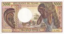 Ciad 5000 Francs - Mask, woman - Agriculture - ND (1984-1991) - Serial C.002 - P.11
