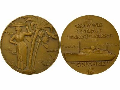 Cie G�n. Transatlantique - Bronze Medal, SS Colombie - 1950