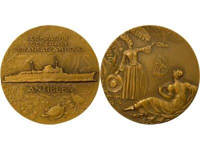 Cie G�n. Transatlantique - Bronze Medal, SS IAntillles - (1952)