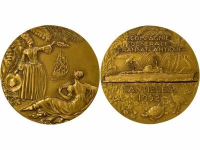 Cie G�n. Transatlantique - Bronze Medal, SS IAntillles - 1952