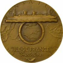 Cie G&eacute;n. Transatlantique - Bronze Medal, SS Ile de France - 1949