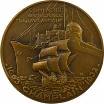 Cie G&eacute;n&eacute;rale Transatlantique - Bronze Medal, SS Champlain - 1974