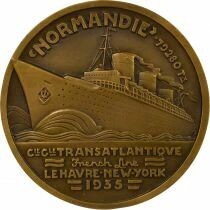 Cie G&eacute;n&eacute;rale Transatlantique - Bronze Medal, SS Normandie - 1935