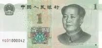 Cina 1 Yuan - Mao Tse Toung, lac - 2019 - Serial YG