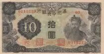 Cina 10 Yuan - Manchukuo - T\'ien Ming - 7 digit -  1937