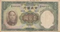 Cina 100 Yuan - Port. SYS - Trees and temple - Serial BG - 1936