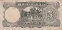 Cina 5 Yuan, Port. SYS - Gateway and Temple - 1936 - Serial U/Z