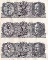 Cina Sheet of 3 banknotes of 20 Cents - Tchang Kai-chek - Boat - Specimen - 1946 - P.395A