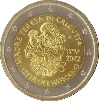 Citt&agrave; del Vaticano 2 Euros Comm&eacute;mo. BE Vatican 2022 - 25th anniversary of the death of Mother Teresa of Calcutta