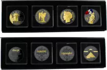 Coffret Libert&eacute; guidant le peuple\  RUTHENIUM & OR contenant 4 pi&egrave;ces de 100 francs Argent\ 