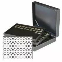 Coffret numismatique NERA XL avec 3 plateaux noir pour 162 monnaies de 2?