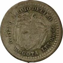 Colombia 1/2 Silver Decimo - 1868 Bogota