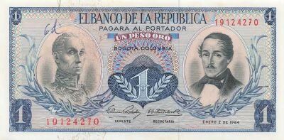 Colombia 1 Peso Oro - 02-01-1964 - P.404b
