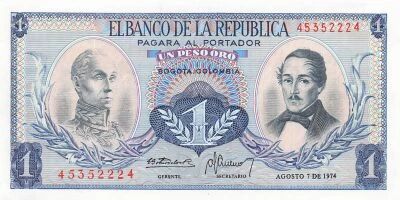 Colombia 1 Peso Oro - 07-08-1974 - P.404e