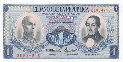 Colombia 1 Peso Oro - 20-07-1972 - P.404e