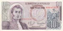 Colombia 10 Pesos Gal Narino- 07-08-1980 - Serial AZ - UNC - P.407
