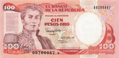 Colombia 100 Pesos Oro - 1986 - Replacement - P.426