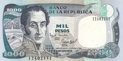 Colombia 1000 Pesos - Simon Bolivar - 01-11-1994 - Serial 1