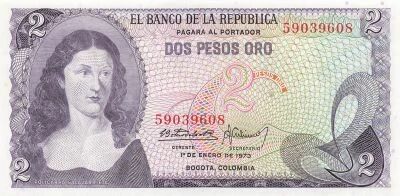 Colombia 2 Pesos Oro - 01-01-1973 - P.413a