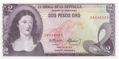 Colombia 2 Pesos Oro - 20-07-1977 - P.413b