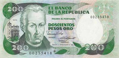Colombia 200 Pesos Oro - 1985 - Replacement - P.429