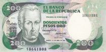 Colombia 200 Pesos oro oro, J. C. Mutis - National Observatory - 1991