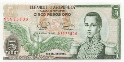 Colombia 5 Pesos Oro - 01-01-1980 - P.406f