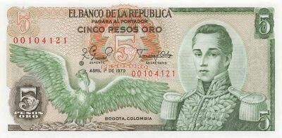 Colombia 5 Pesos Oro - 1979 - Replacement - P.406