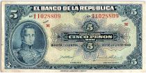 Colombia 5 Pesos Oro, Gal Cordoba - 1940 - VF - P.386a