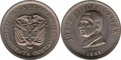 Colombia 50 Centavos Jorge Eliecer Gaitan - 1965