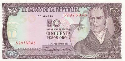 Colombia 50 Pesos Oro - 01-01-1986 - P.425b