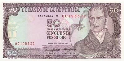 Colombia 50 Pesos Oro - 1986 - Replacement - P.425