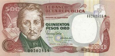Colombia 500 Pesos Oro - 1990 - Replacement - P.431