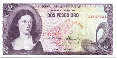 Colombie 2 Pesos de Oro de Oro, Policarpa Salavariette - El Dorado 1977