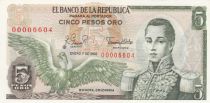 Colombie 5 Pesos de Oro de Oro, Condor, José Maria Cordoba - 1980
