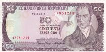 Colombie 50 Pesos oro, Camillo Torres - Orchidées - 1986