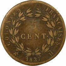 Colonies Fran&ccedil;aises Antilles Fr., Charles X - 5 Centimes - 1827 H La Rochelle