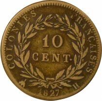 Colonies Fran&ccedil;aises Antilles Fran&ccedil;aises, Charles X - 10 Centimes - 1827 H La Rochelle