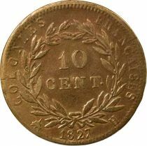 Colonies Fran&ccedil;aises Antilles Fran&ccedil;aises, Charles X - 10 Centimes - 1827 H La Rochelle