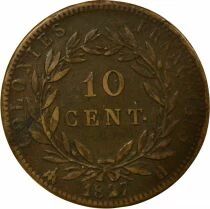 Colonies Fran&ccedil;aises Martinique & Guadeloupe, Charles X - 10 Centimes 1827 H La Rochelle