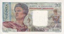 Colonies Nouvelles H&eacute;brides 20 Francs - Berger - 1951 - Sp&eacute;cimen - S&eacute;rie O.000