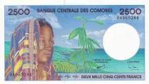 Comore 2500 Francs Woman, Turtle - 1997